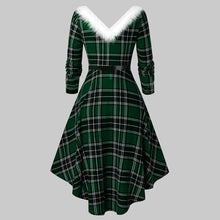 Load image into Gallery viewer, Christmas Women’s Fur Patchwork V-Neck Long-Sleeved Dress