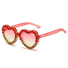 Load image into Gallery viewer, Peach Heart Rhinestone Sunglasses – Y2K INS Style