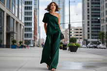 Load image into Gallery viewer, Women's Wide-Leg Pants & Top Set – 2-Piece Three-Quarter Sleeve Outfit