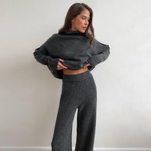 Load image into Gallery viewer, Women's Oversized High-Neck Sweater & Wide-Leg Knit Pants Set