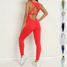 Load image into Gallery viewer, Yoga Jumpsuit V-shaped Back Design Sleeveless Fitness Running Sportswear Stretch Tights Pants For Womens Clothing