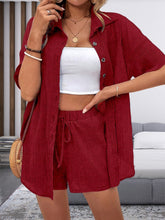 Load image into Gallery viewer, Women's Solid Color Button-Front Lace-Up Two-Piece Set