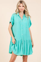 Load image into Gallery viewer, New Summer Linen Blend Button Down Shirt Mini Dress For Women – Fluttering, Casual, Timeless and Versatile Wardrobe Staple