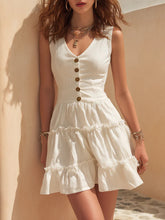 Load image into Gallery viewer, Women's Sleeveless Linen Button-Up Midi Dress