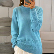 Load image into Gallery viewer, Women's Solid Color 3D Floral Embroidered Sweater