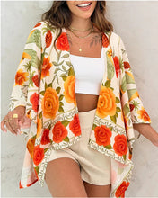 Load image into Gallery viewer, Women’s Printed Cardigan Top with Drop Shoulder Sleeves