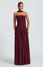 Load image into Gallery viewer, Cherry Lacquer Maliyah Maxi Dress with Chiffon Skirt & Scarf