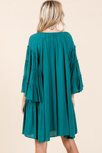 Load image into Gallery viewer, Frill Tie Neck Bell Sleeve Dress For Women – Feminine and Sophisticated Dress with Playful Frill Details and Elegant Bell Sleeves