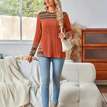 Load image into Gallery viewer, Women's Elegant Geometric Pattern Pullover - Lightweight Long Sleeve Button Blouse