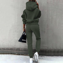 Load image into Gallery viewer, women's two piece solid color hooded sweatshirt set