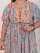 Load image into Gallery viewer, Pink Purple Plus Size Printed Flutter Sleeve Maxi Dress Elegant & Flowy Dress Unique Design