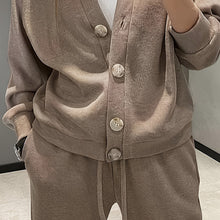 Load image into Gallery viewer, Casual Knit Cardigan With Pocket & Drawstring Lounge Pants