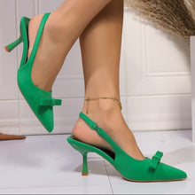 Load image into Gallery viewer, Women's Stiletto Heel Bow Ankle Strap Pumps