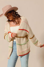 Load image into Gallery viewer, SO ME Loose Fit Multi Stripe Open Front Cardigan