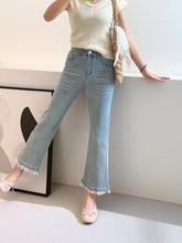 Load image into Gallery viewer, Light Blue Micro-Flare Lace Stretch Jeans for Women