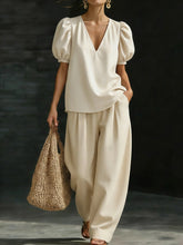 Load image into Gallery viewer, Women’s V-Neck Casual Two Piece Set