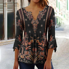 Load image into Gallery viewer, 🌸 Asymmetrical Spike Button 3/4 Sleeve T-Shirt – Effortless Chic