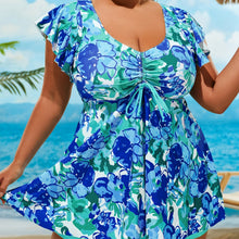 Load image into Gallery viewer, Bikini Floral Print Bandeau V Neck 2 Piece Swimsuit for Women – Stretchy Vacation Bikini Set with Soft Polyamide Fabric – Stylish Summer Swimwear for Beach Holidays Pool Lounging and Resort Getaways
