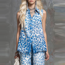 Load image into Gallery viewer, Loose-fit Leopard-print Sleeveless Shirt And Trousers Two-piece Set
