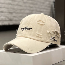 Load image into Gallery viewer, Korean Distressed Tie-Dye Letter Print Cotton Cap – Women’s Dome Crown