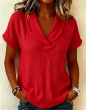 Load image into Gallery viewer, Women's Knitted Short-Sleeve Butterfly Collar Top