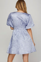 Load image into Gallery viewer, New Crinkle Woven V-Neck Balloon Sleeve Mini Dress – Chic and Feminine Mini Dress with Crinkle Woven Fabric, V-Neckline, and Trendy Balloon Sleeves