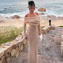 Load image into Gallery viewer, New One-shoulder Knitted Long-sleeved Dress Sexy Beach Holiday Long Dresses Womens Clothing
