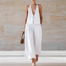 Load image into Gallery viewer, Women's Sleeveless Vest & Wide-Leg Pants Set – 2-Piece Lace-Up Outfit