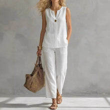 Load image into Gallery viewer, Women's Sleeveless V-Neck Top & Full-Length Pants Two-Piece Set