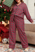 Load image into Gallery viewer, Plus Size Christmas Plaid Shirt and Pants Set