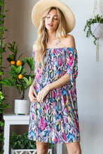 Load image into Gallery viewer, Full Size Off Shoulder Snake Mini Summer Dress – Bold Snake Print Dress, Fluttering Trendy Off Shoulder Dress, Edgy Snake Mini Dress, Statement Mini Dress, Chic Off Shoulder Dress, Sexy Snake Print Dress, Fashion Forward Mini Dress
