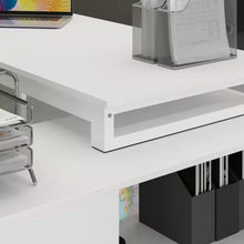 Load image into Gallery viewer, 55.1" W : L-Shaped White Finish 1-Drawer Wooden Commercial Writing Desk with Open Shelves and Eco-Friendly Paint Finish