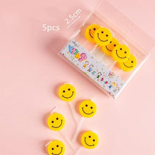Load image into Gallery viewer, Cake Topper Bear Candles Cartoon Smiley Face Birthday Insert Creative Party Cake Handmade Smiley Daisy Flower Cake Toppers For Birthday Party