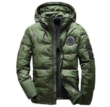 Load image into Gallery viewer, Camouflage Men's Hooded Winter Parka - Slim Fit, Windproof & Warm for Casual Adventures