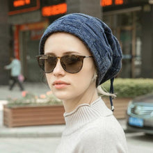 Load image into Gallery viewer, Caps Warmer Bonnet Casual Cap Winter Beanie Hats Hat winter hat Bobble Hat Winter Balaclava Women Bandana Baotou Cap Scarf Warm Thick Beanie Skellies Women Girls Cable Knit Soft Cute Beanie with Ears Detachable Pompom Fur Hat Girls