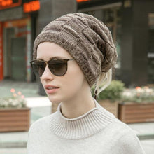 Load image into Gallery viewer, Caps Warmer Bonnet Casual Cap Winter Beanie Hats Hat winter hat Bobble Hat Winter Balaclava Women Bandana Baotou Cap Scarf Warm Thick Beanie Skellies Women Girls Cable Knit Soft Cute Beanie with Ears Detachable Pompom Fur Hat Girls