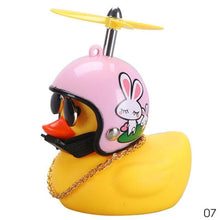 Load image into Gallery viewer, Car Goods Gift Broken Wind Helmet Small Yellow Duck Car Decoration Accessories Wind-breaking Wave-breaking Duck Cycling DecDuck Car Dashboard Decorations Rubber Duck Car Ornaments Cool Duck with Propeller Helmet Sunglasses Gold Chain or