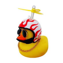 Load image into Gallery viewer, Car Goods Gift Broken Wind Helmet Small Yellow Duck Car Decoration Accessories Wind-breaking Wave-breaking Duck Cycling DecDuck Car Dashboard Decorations Rubber Duck Car Ornaments Cool Duck with Propeller Helmet Sunglasses Gold Chain or