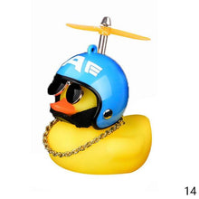 Load image into Gallery viewer, Car Goods Gift Broken Wind Helmet Small Yellow Duck Car Decoration Accessories Wind-breaking Wave-breaking Duck Cycling DecDuck Car Dashboard Decorations Rubber Duck Car Ornaments Cool Duck with Propeller Helmet Sunglasses Gold Chain or