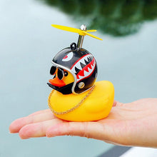 Load image into Gallery viewer, Car Goods Gift Broken Wind Helmet Small Yellow Duck Car Decoration Accessories Wind-breaking Wave-breaking Duck Cycling DecDuck Car Dashboard Decorations Rubber Duck Car Ornaments Cool Duck with Propeller Helmet Sunglasses Gold Chain or