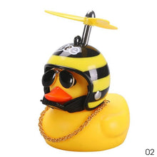 Load image into Gallery viewer, Car Goods Gift Broken Wind Helmet Small Yellow Duck Car Decoration Accessories Wind-breaking Wave-breaking Duck Cycling DecDuck Car Dashboard Decorations Rubber Duck Car Ornaments Cool Duck with Propeller Helmet Sunglasses Gold Chain or