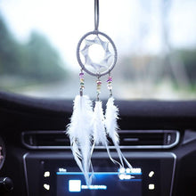 Load image into Gallery viewer, Car Interior Rear-view Mirror Hanging Decor Small Dream Catcher Boho Nature Feather Home Decor Handmade Grids Nature Feather Car Charms Pendant Accessories Gift