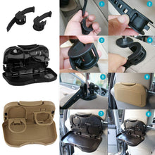Load image into Gallery viewer, Car Table Steering Wheel Eat Work Cart Drink Food Coffee Goods Auto Steering Wheel Desk Holder Tray Car Laptop Computer Desk Mount Stand Seat Table Back Seat Headrest Tray for Eating Food Drink Writing Laptop Steering Wheel Tray