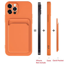 Load image into Gallery viewer, Card Pocket Protective Slim Wallet Case For iPhone 14 13 12 11 Pro Max Modern Bright Color iPhone Cover Lightweight Card Slot Design Simple Color Business Protective Case