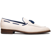 Load image into Gallery viewer, 16-628-SND CARMEN Sueded Goatskin & Crocodile Tassel Loafer, Sand