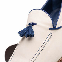 Load image into Gallery viewer, 16-628-SND CARMEN Sueded Goatskin & Crocodile Tassel Loafer, Sand
