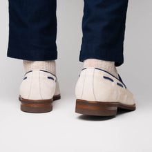 Load image into Gallery viewer, 16-628-SND CARMEN Sueded Goatskin & Crocodile Tassel Loafer, Sand