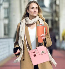 Load image into Gallery viewer, Mandotos CarryEasy Beverage Pouch PU Leather Portable Bottle Bag With Soft Lining And Open Pocket Pink