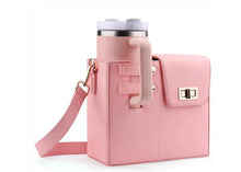 Load image into Gallery viewer, Mandotos CarryEasy Beverage Pouch PU Leather Portable Bottle Bag With Soft Lining And Open Pocket Pink