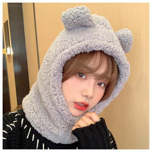 Load image into Gallery viewer, Cartoon Bear Ear Lamb Beanie Hat With Mask Warm Balaclava Winter Thickened Ear Protection Autumn Skellies Beanies Pompom Hat Knitted Ski Beanie Hat Double Pompom Beanie Cap for Girls Boys Kids Beanie Winter Hat Baby Kids Infant Toddler for Women Girl